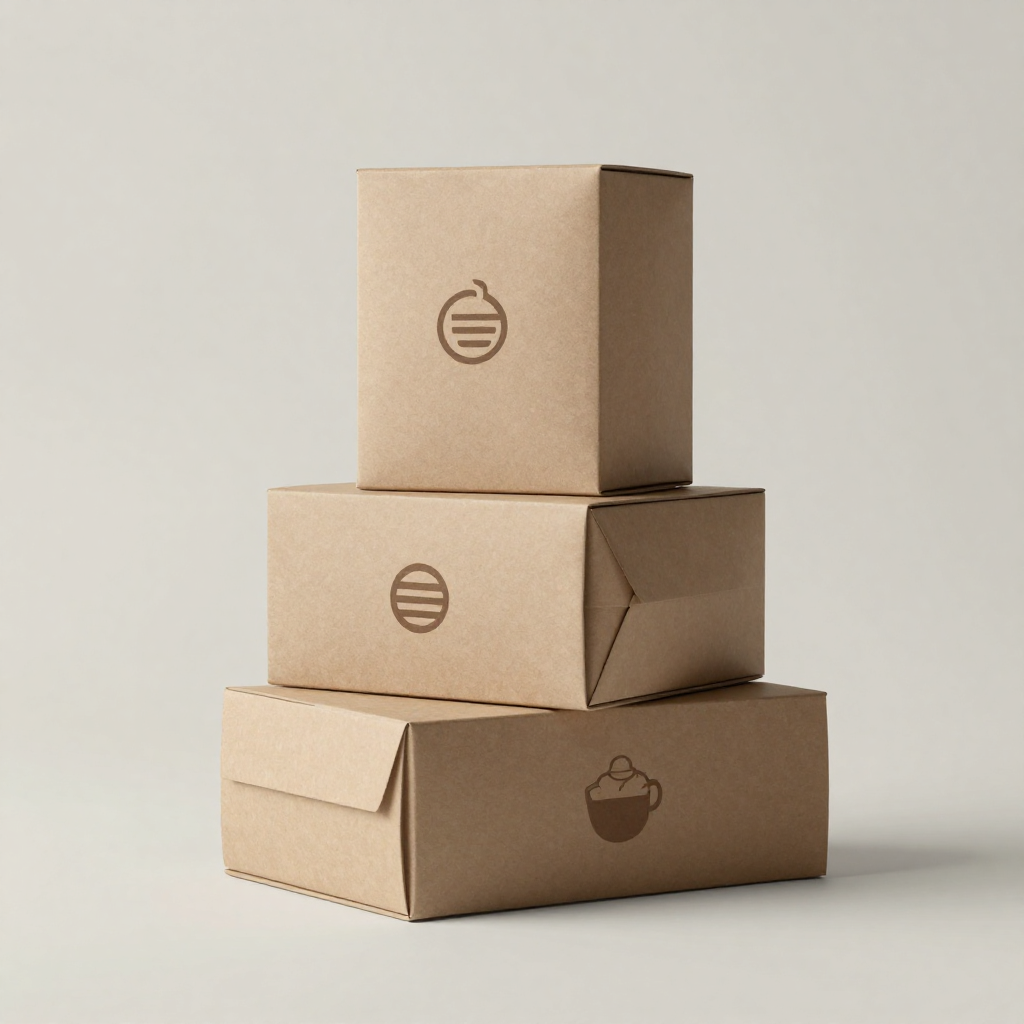 Modern coffee brand identity design featuring minimalist logo and earth-tone packaging